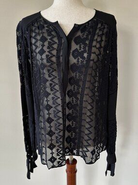 Rebecca Taylor Black Lace Top Size 8